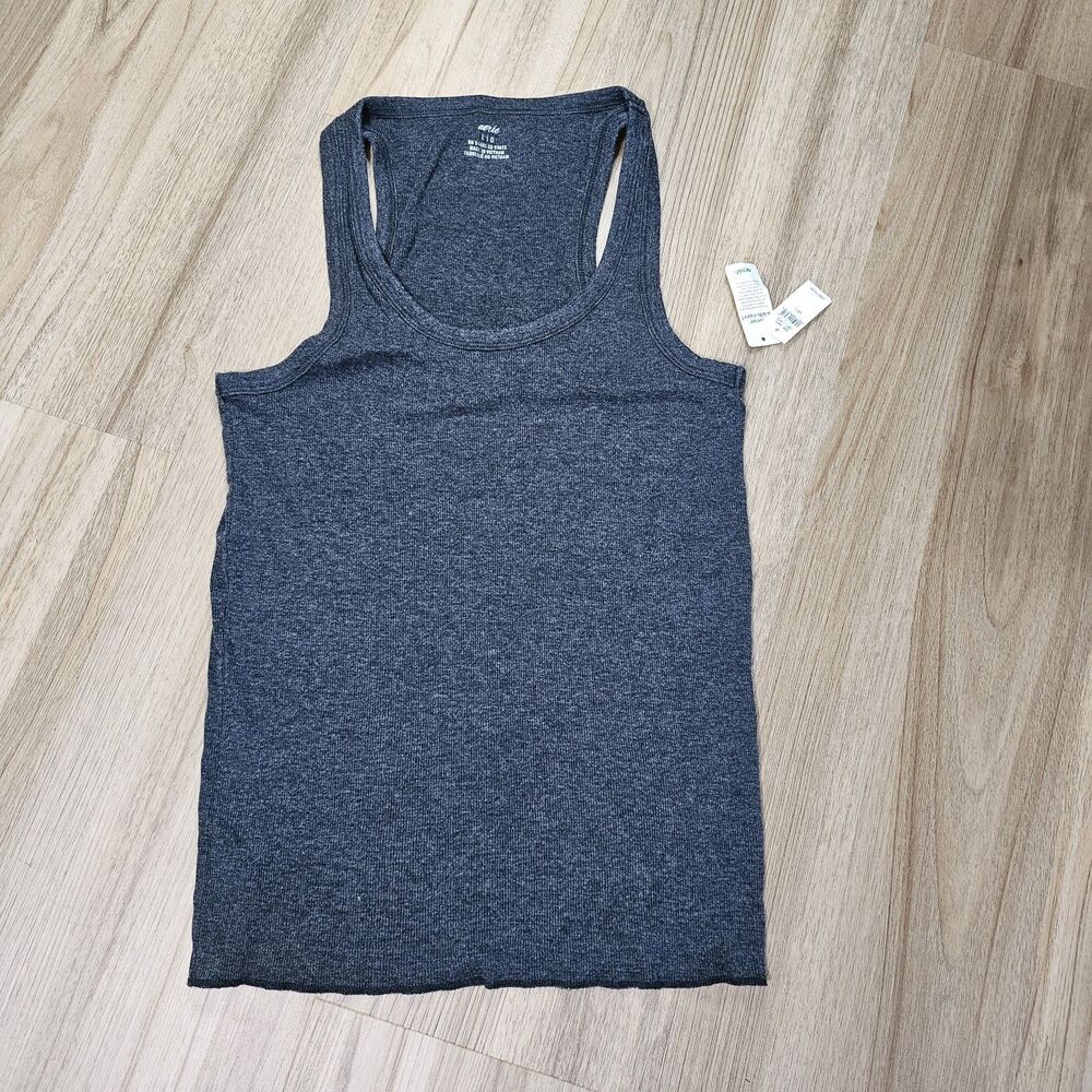 aerie Heather Charcoal Gray Ribbed Tank Top NWT